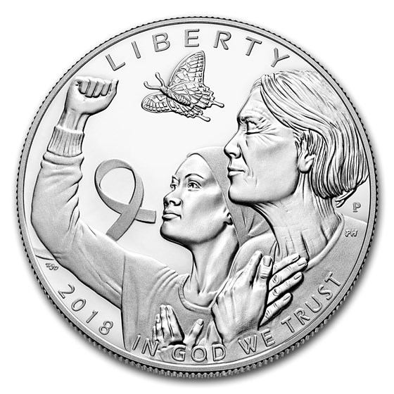 2018-P Breast Cancer Awareness $1 Silver Proof (Box & COA) 2018-P Breast Cancer Awareness $1 Silver Proof (Box & COA)